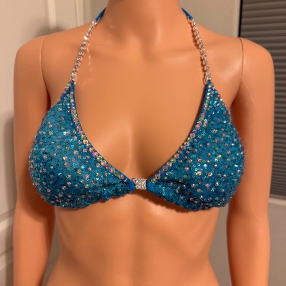 RARE Angel Competition Bikini Competitor top and bottom, Teal NEVER WORN!